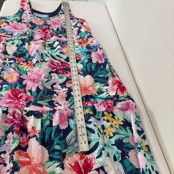 Tommy Bahama Perfectly Paradise Midi Dress Sundress Womens M Blue Floral Tiered - Picture 11 of 12